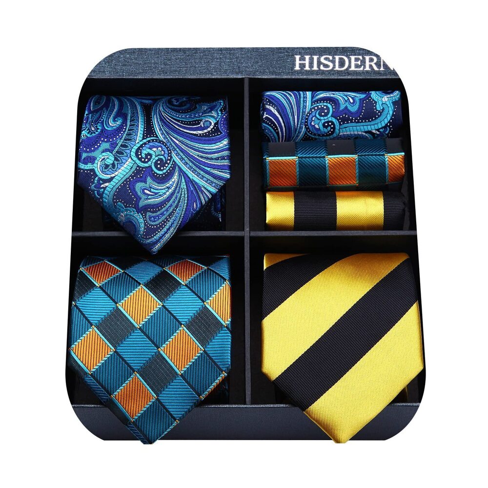 7362 Neckties Lot 3 PCS Business Silk Ties and Pocket Square with present